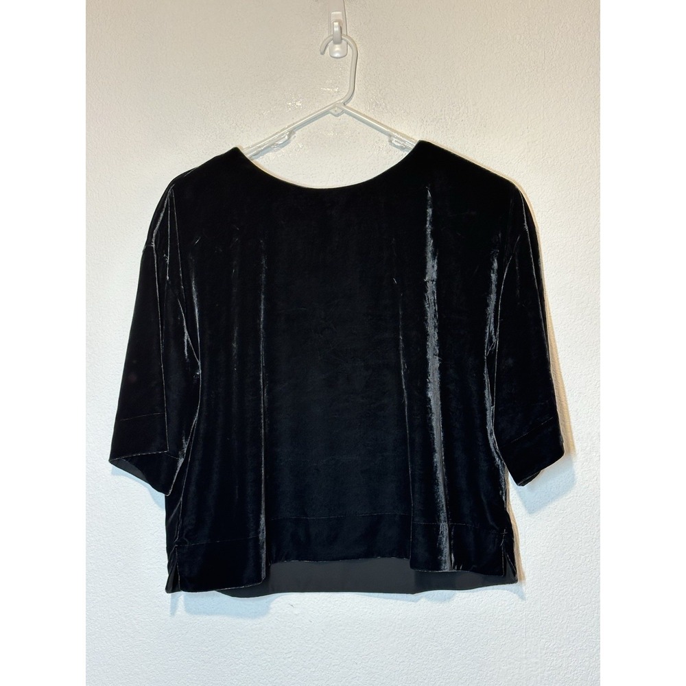 Soft Surroundings Crushed Velvet Tunic Top 3X Black 1/2 Sleeve